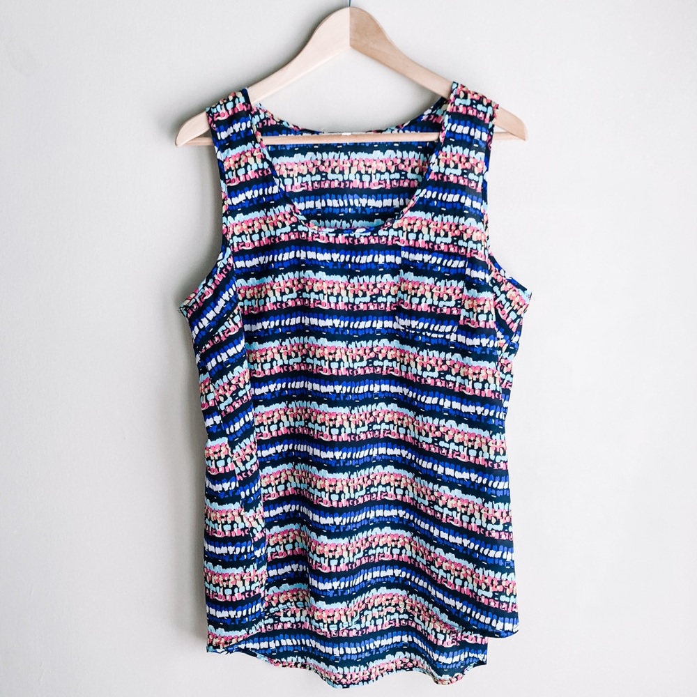 Daniel Rainn Blue and Pink Patterned Tank Top